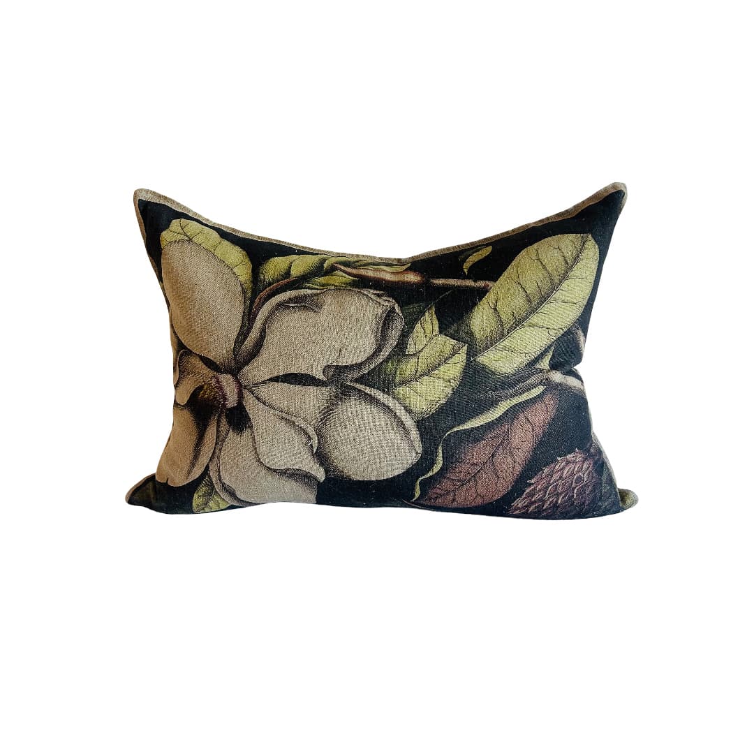 Magnolia on Linen cushion
